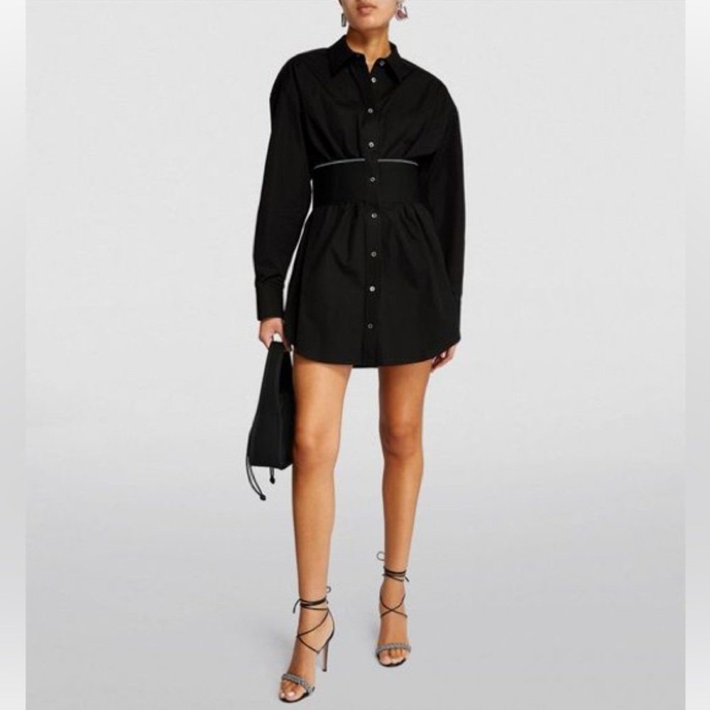 💖 Alexander Wang Logo Waistband Shirt Dress Size 0 💖